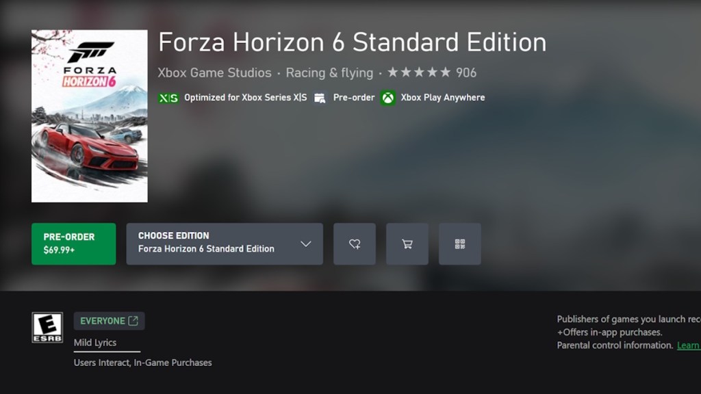 Forza Horizon 6 xbox store