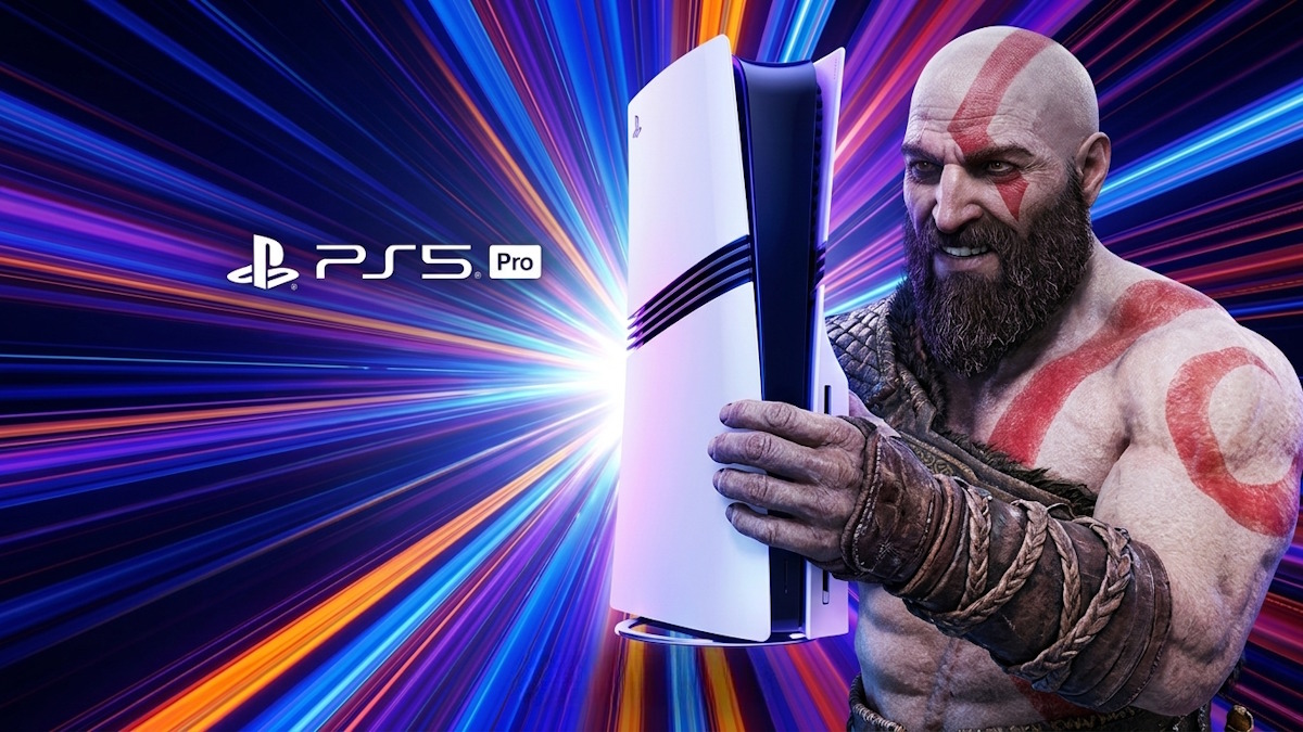 Kratos holding a PS5 Pro