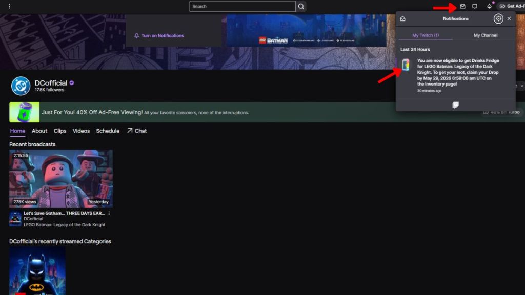 LEGO Batman Legacy of the Dark Knight Twitch Drops Claim