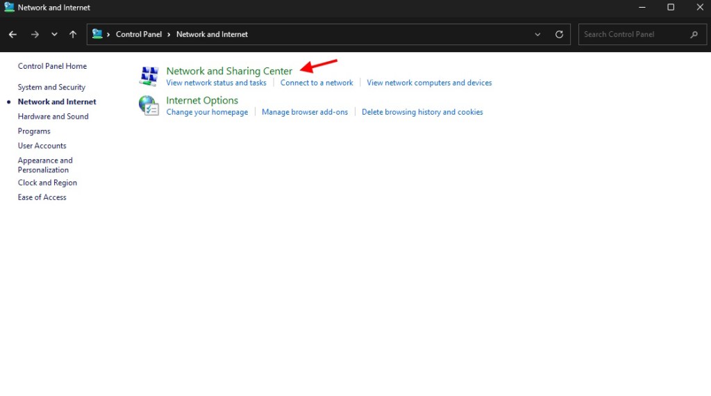 Network and sharing center in Minecraft