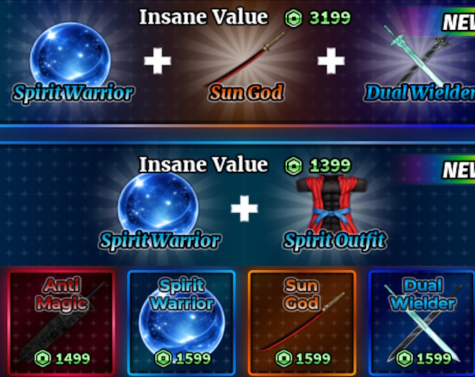 Purchase options for Spirit Warrior in Sailor Piece