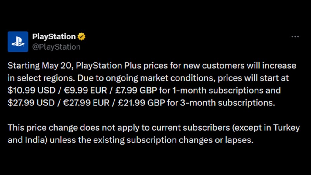 Sony PlayStation plus price hike announcement