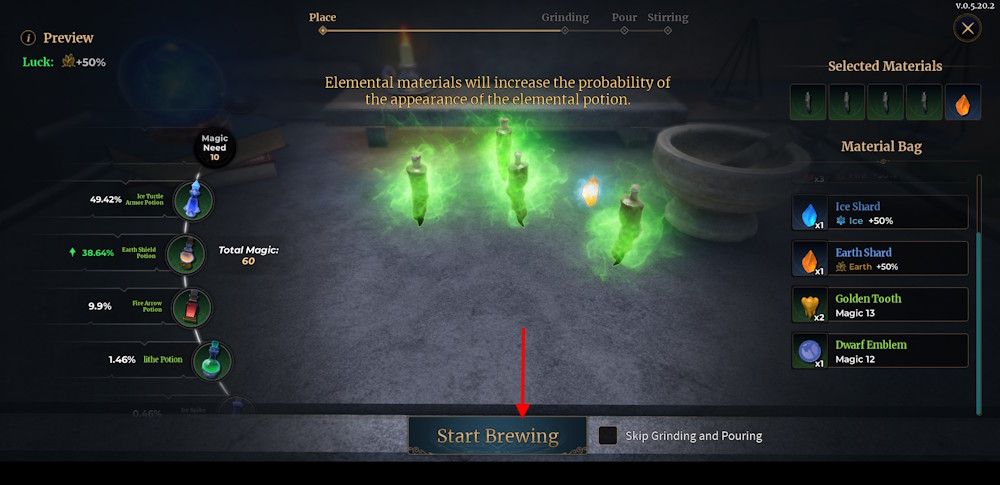 Start Brewing grinding stage