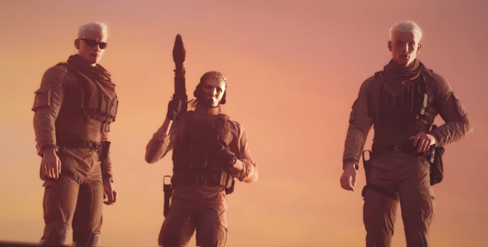 Twin blonde assassins with Damien in 007 First Light