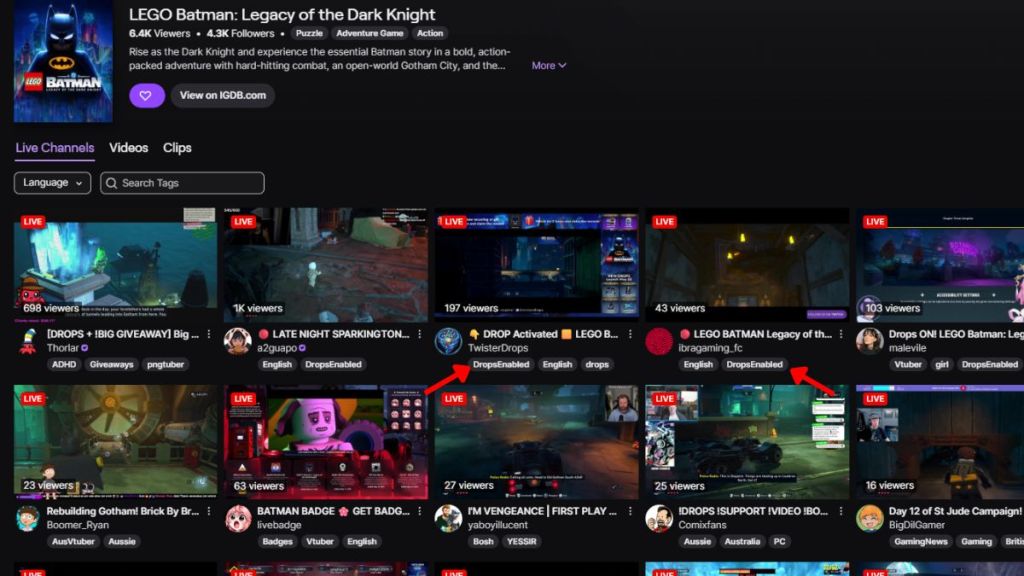 Watch LEGO Batman Legacy of the Dark Knight Twitch Livestreams for Drops