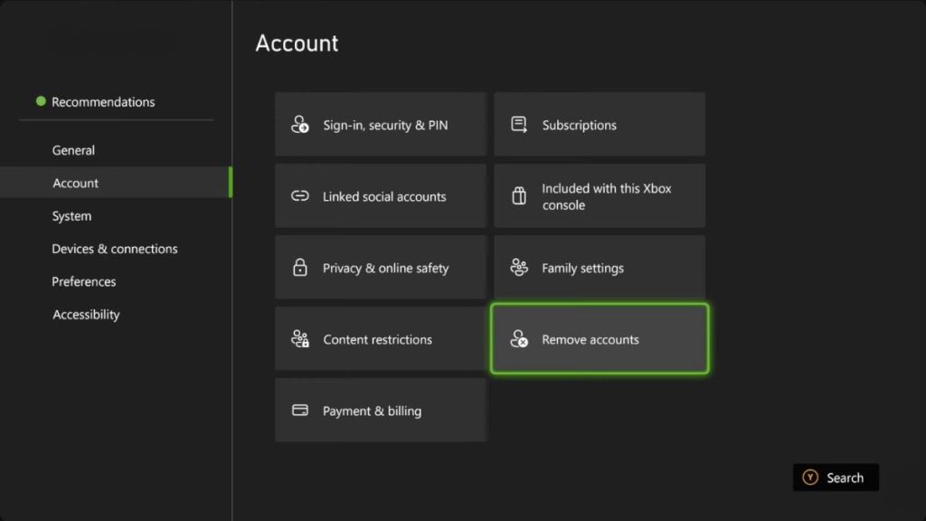 Eliminar cuenta de Xbox