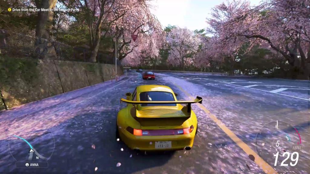 Driving through sakura forest in Forza Horizon 6