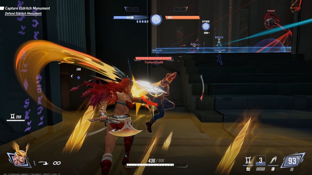 Angela's Melee Attacks against Cyclops in Marvel Rivals