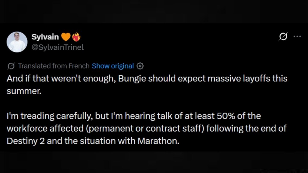 Bungie 50% staff Layoffs