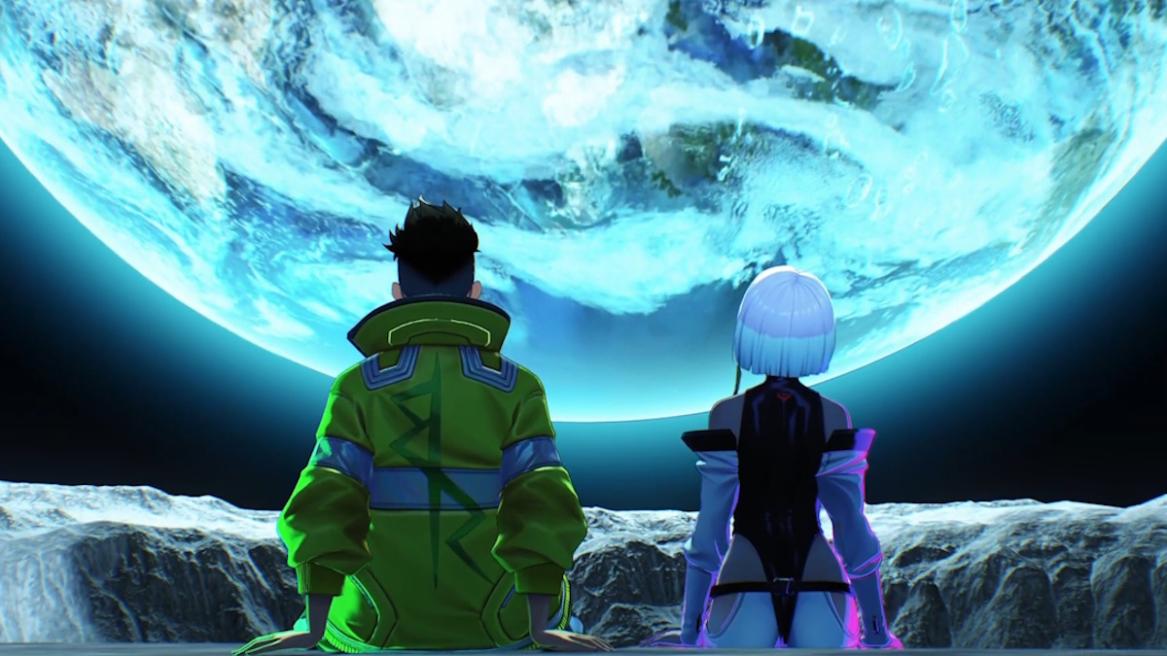 David and Lucy in WuWa x Cyberpunk Edgerunners Collab