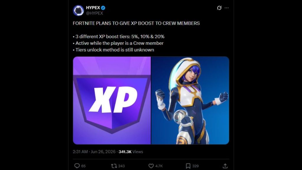Fortnite Crew XP Boost Leak
