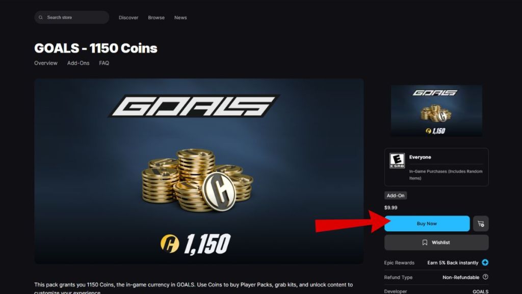 Fortnite GOALS Skin Epic Games Store