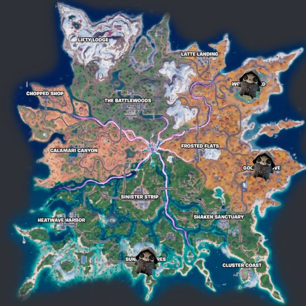 Fortnite Grim Sprite Locations on the Chapter 7 Season 3 map