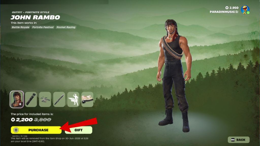 Fortnite Rambo Item Shop