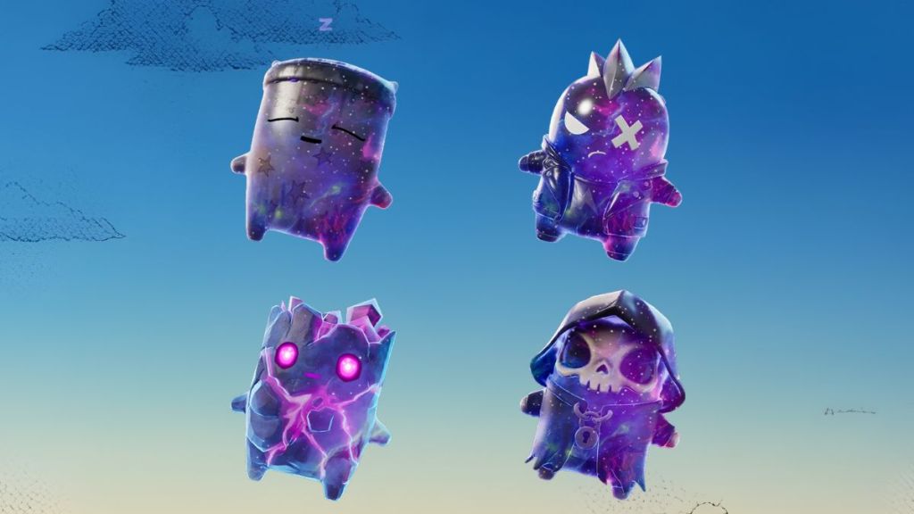 Galaxy Dream Sprite, Galaxy Punk Sprite, Galaxy Zero Point Sprite, and Galaxy Grim Sprite in Fortnite