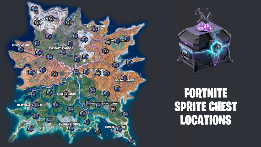 Fortnite Sprite Chest Locations on the Chapter 7 Season 3 map