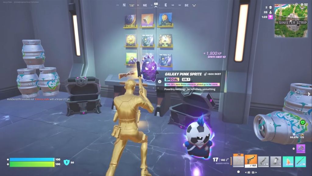 Fortnite player standing in front of Galaxy Punk Sprite in Chapter 7 Season 3