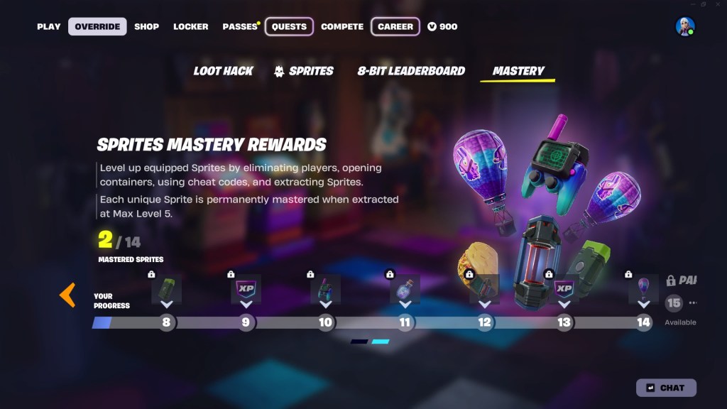 Fortnite Sprites Mastery Rewards page 2