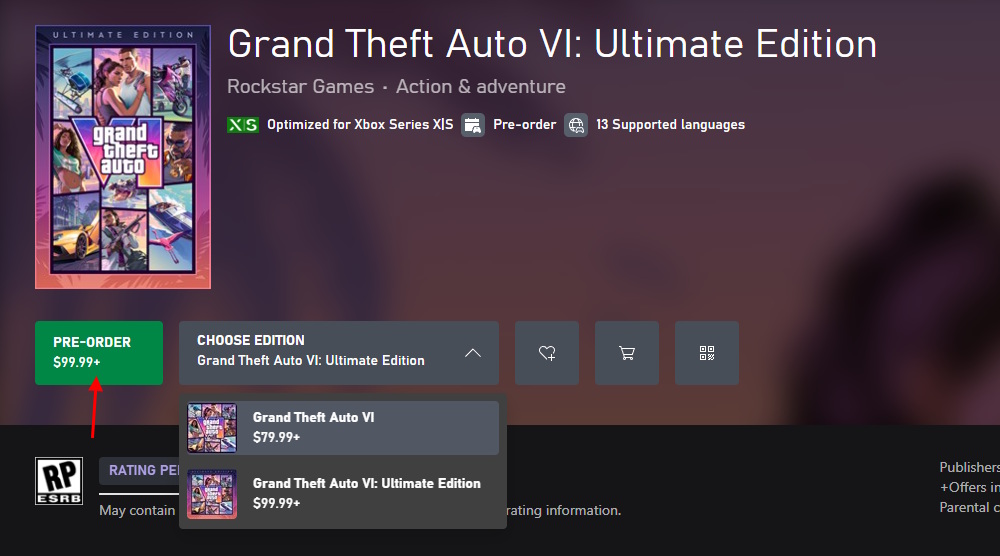 GTA 6 Ultimate Edition from Xbox Store