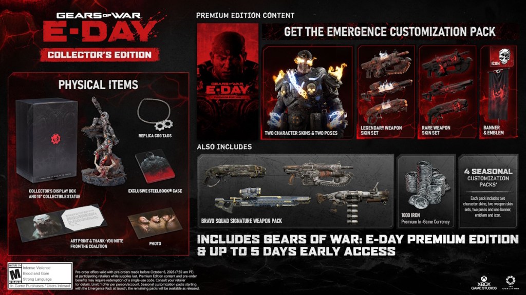 Gears of War E-Day premium and collector's editions