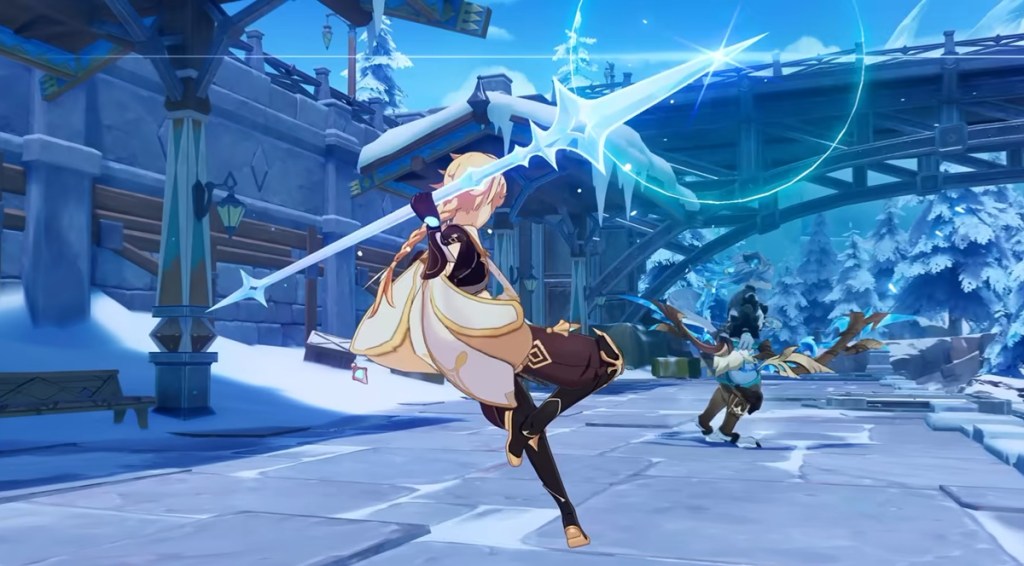 Detalhes do kit do Genshin Impact Cryo Traveler