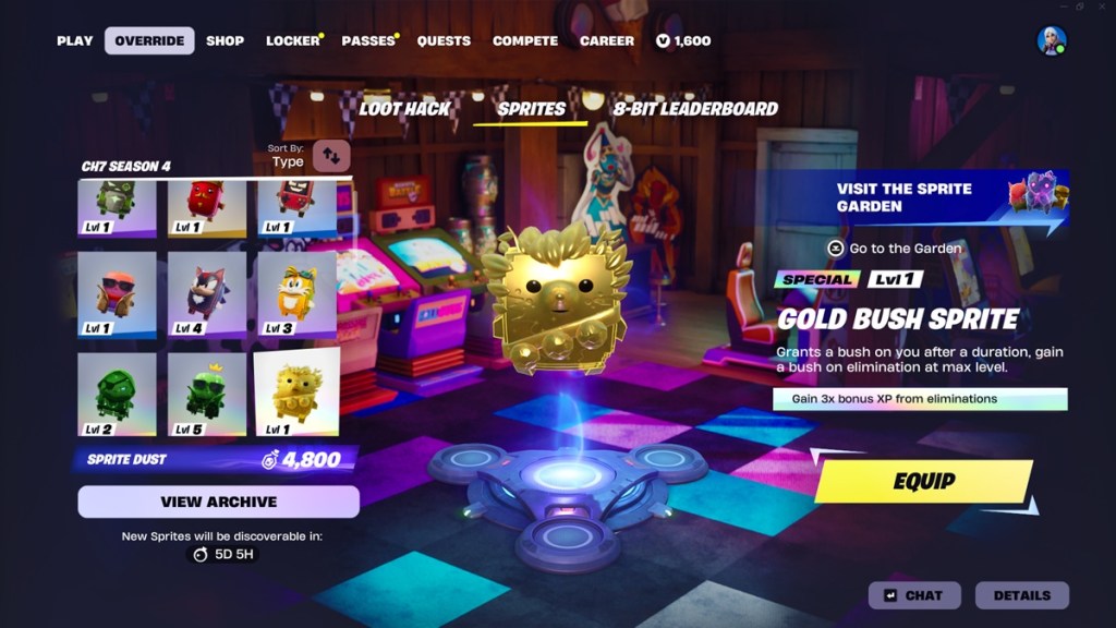 Gold Bush Sprite in Fortnite