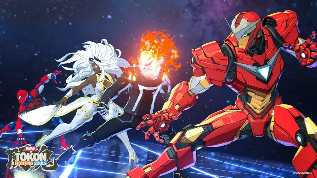 Iron Man, Storm, Ghost Rider, and Spider Man in Marvel Tokon