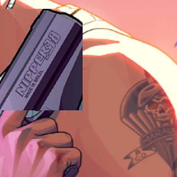 Jason tattoo and Lucia pistol