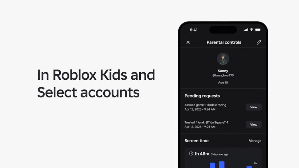 Parental controls in Roblox kids accounts