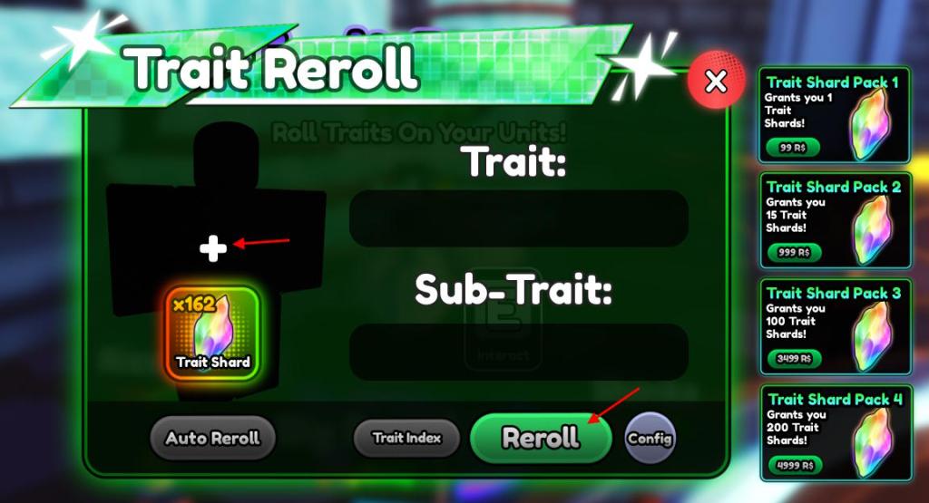 Reroll traits in Anime Squadron
