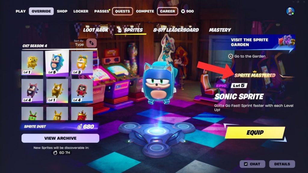 Sonic Sprite Mastered in Fortnite