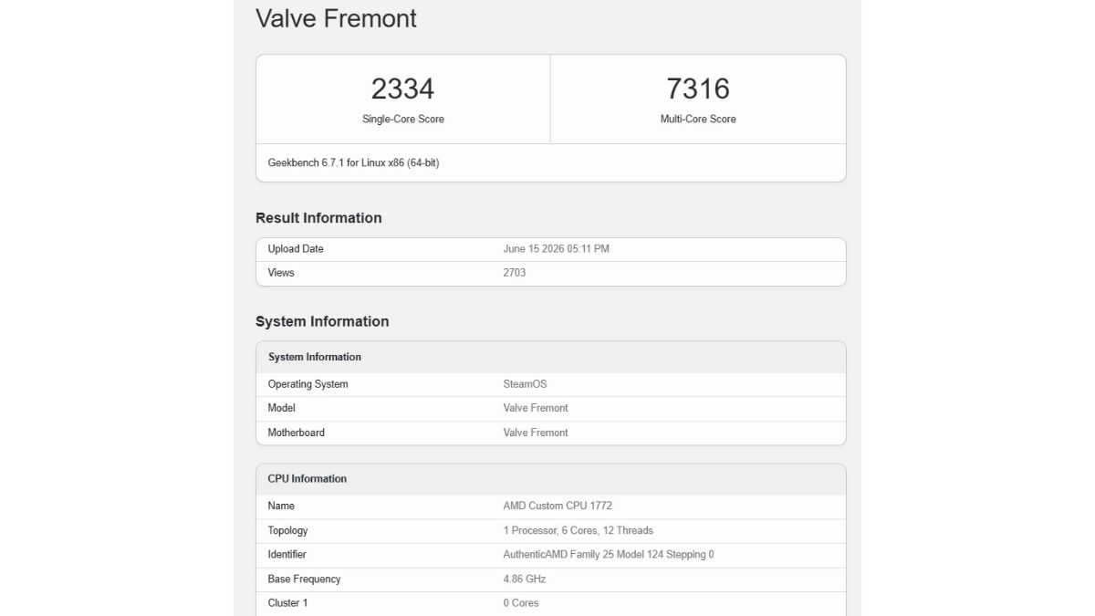 Valve Fremont SteamOS Benchmarks