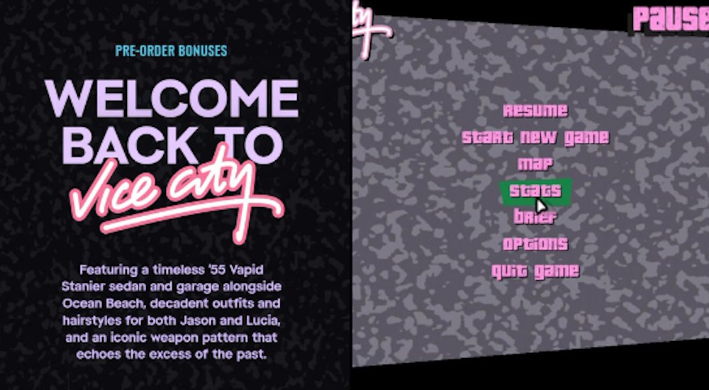 Vice City menu style website for GTA 6