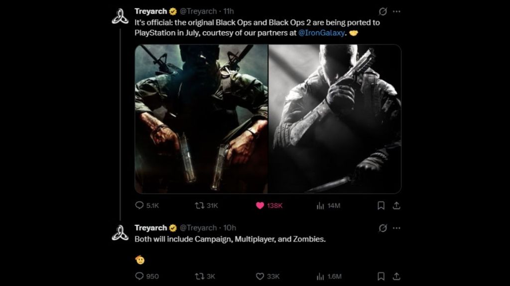 COD Black Ops porting news tweet