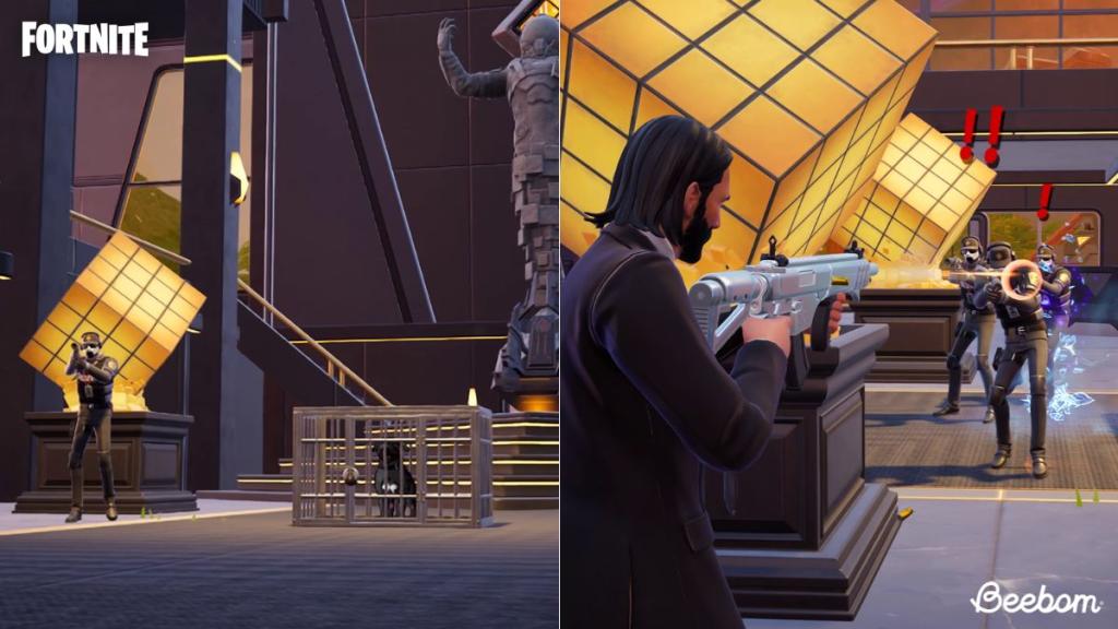 Fighting guards in Sinister Strip to rescue John Wick's Dog in Fortnite