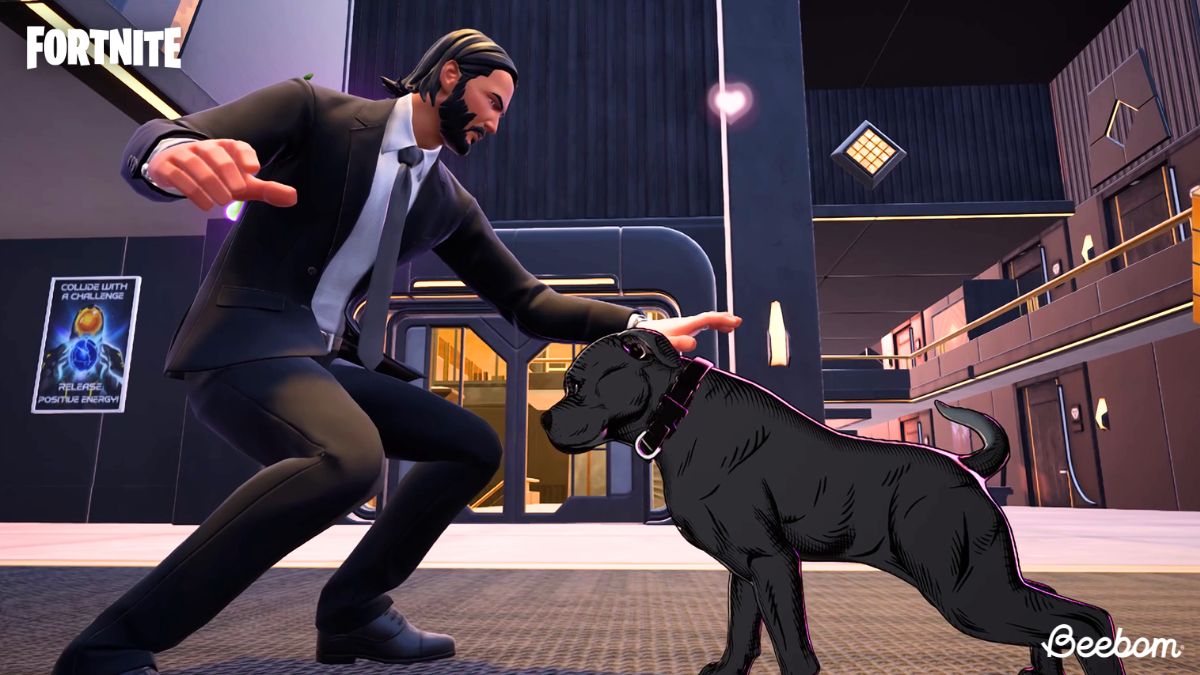 John Wick with his Dog in Fortnite