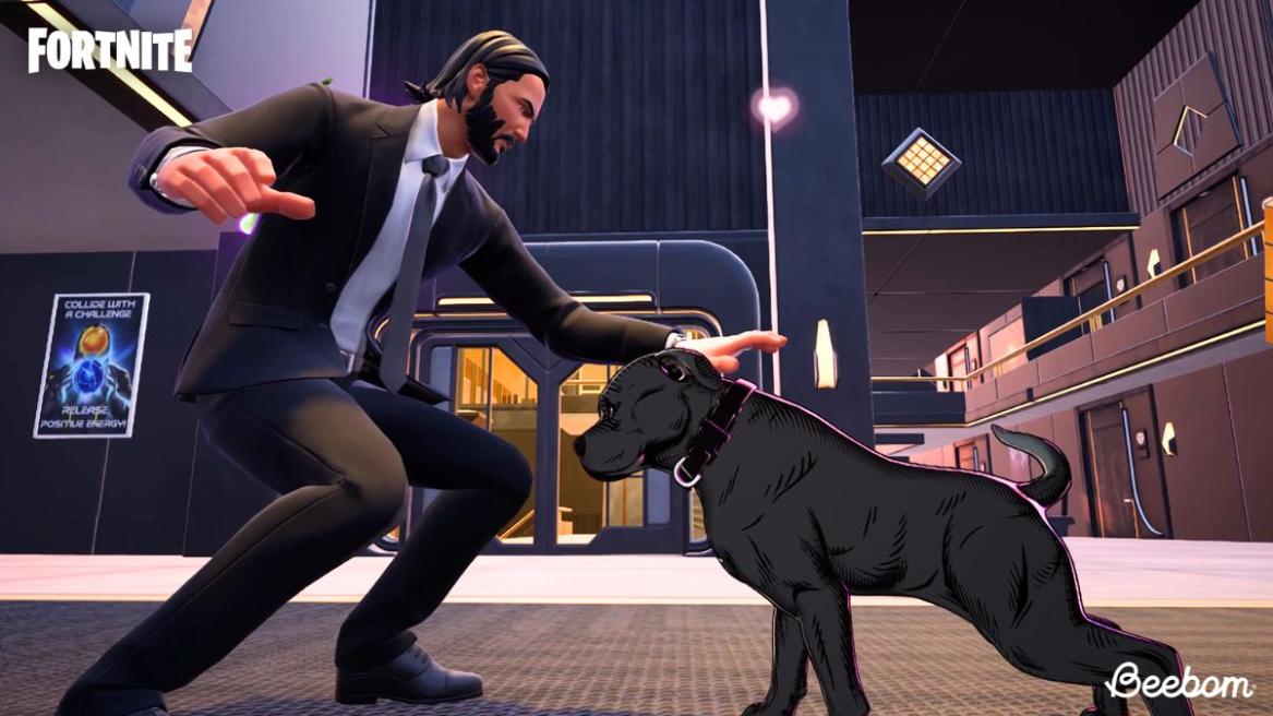 John Wick with his Dog in Fortnite