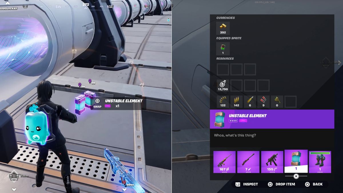 Elemento inestable otorgado en Fortnite