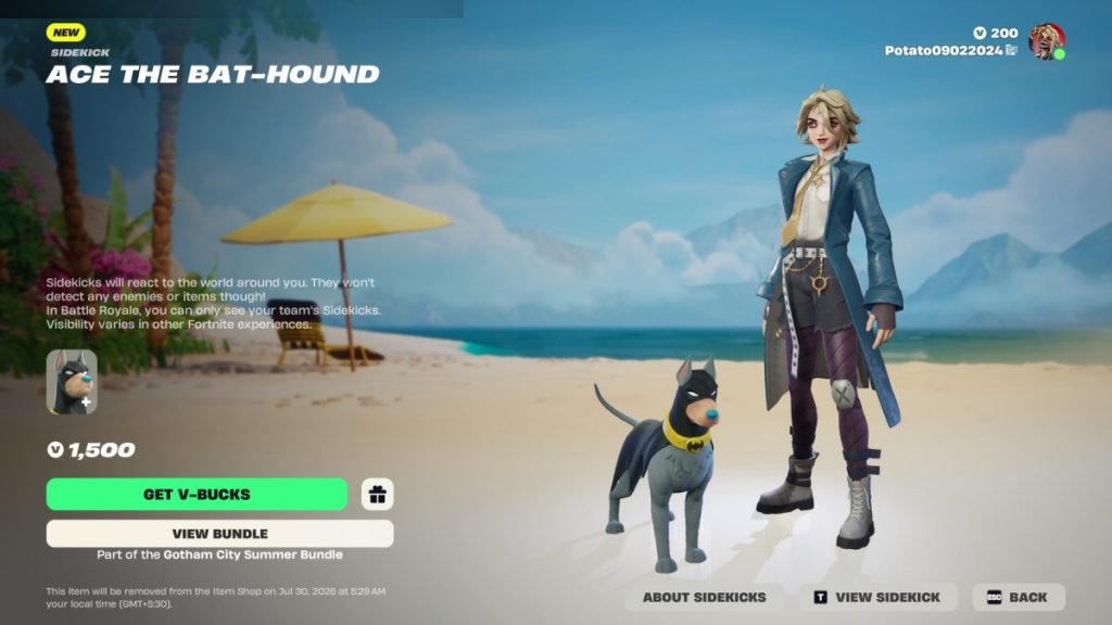 Ace The Bat Hound Sidekick In Fortnite