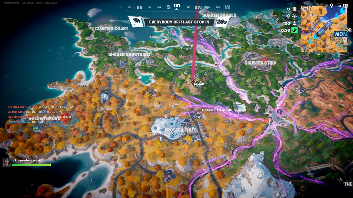 Battle Bus View Of Landmark Landing Location