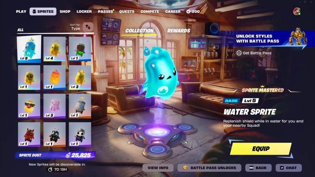 Water Sprite On Home Screen In Fortnite