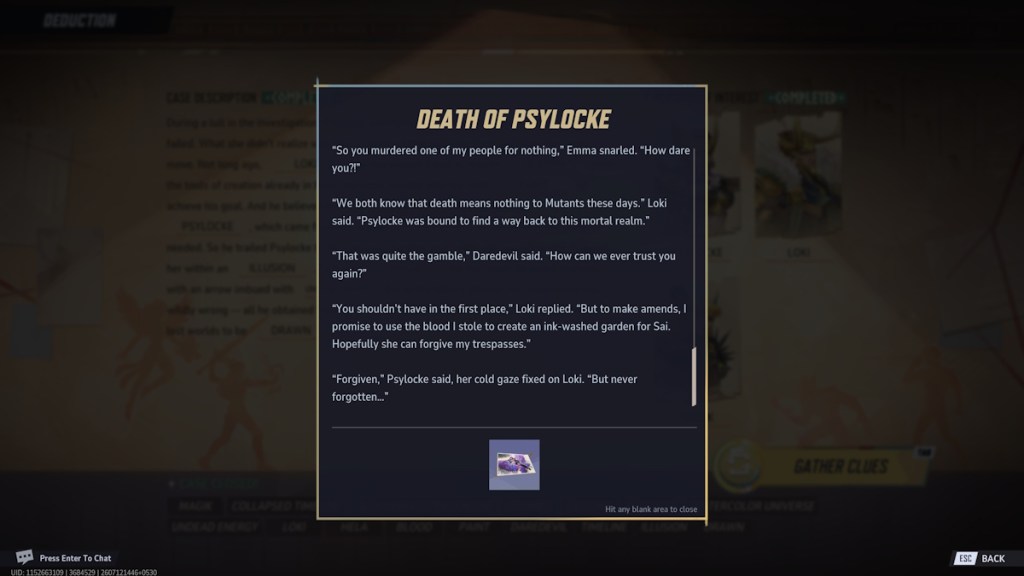Death of Psylocke reward