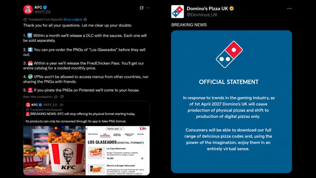 Domino and KFC taking a dig at Sony's push for PlayStation's Digital Shift
