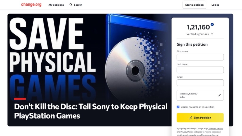 Don't Kill the Disc Petition Against Sony