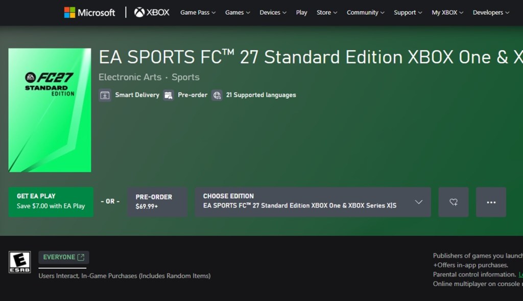 EA FC 27 Xbox pre-order