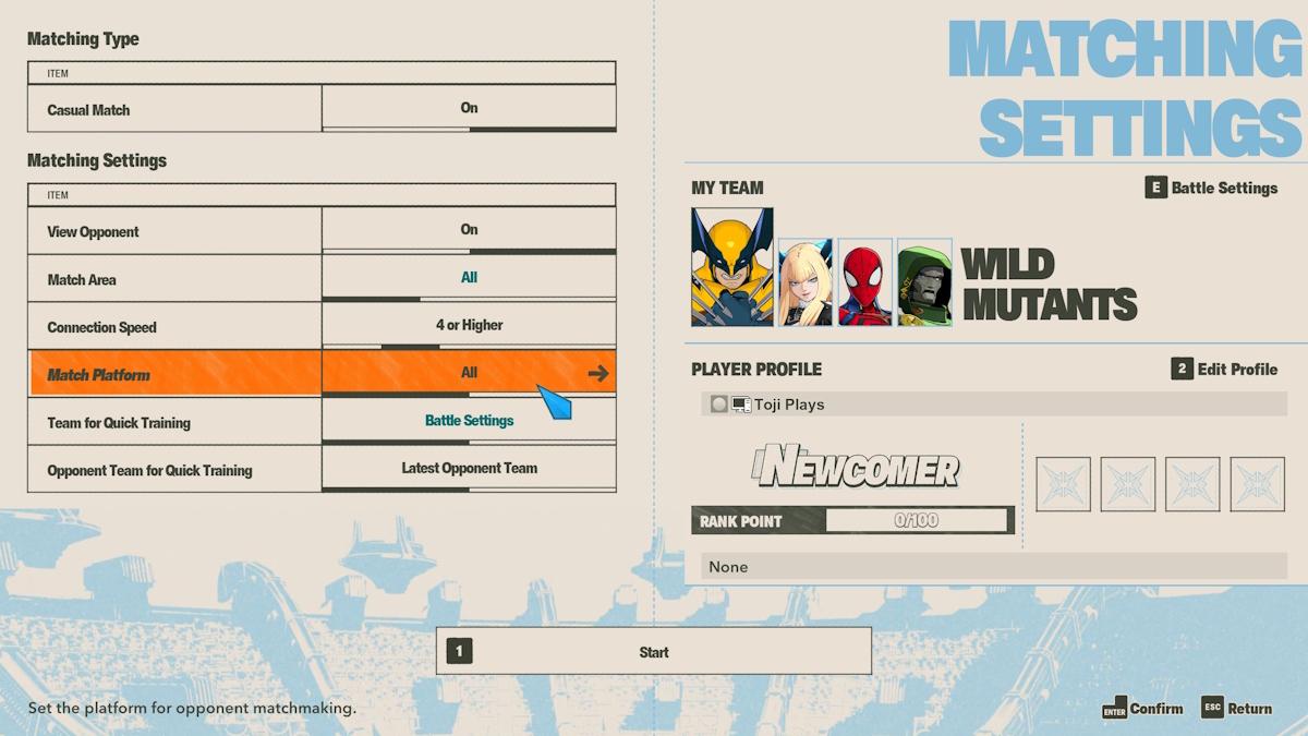 Habilitando el juego cruzado en Marvel Tokon