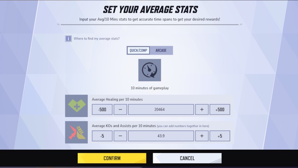 Entering average stats in Marvel Rivals Proficiency Calculator Site