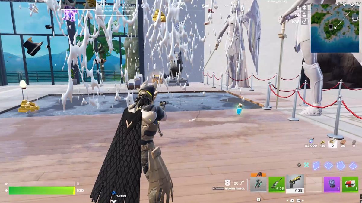 Alejándose de los daños de la bóveda del Acuario en Fortnite