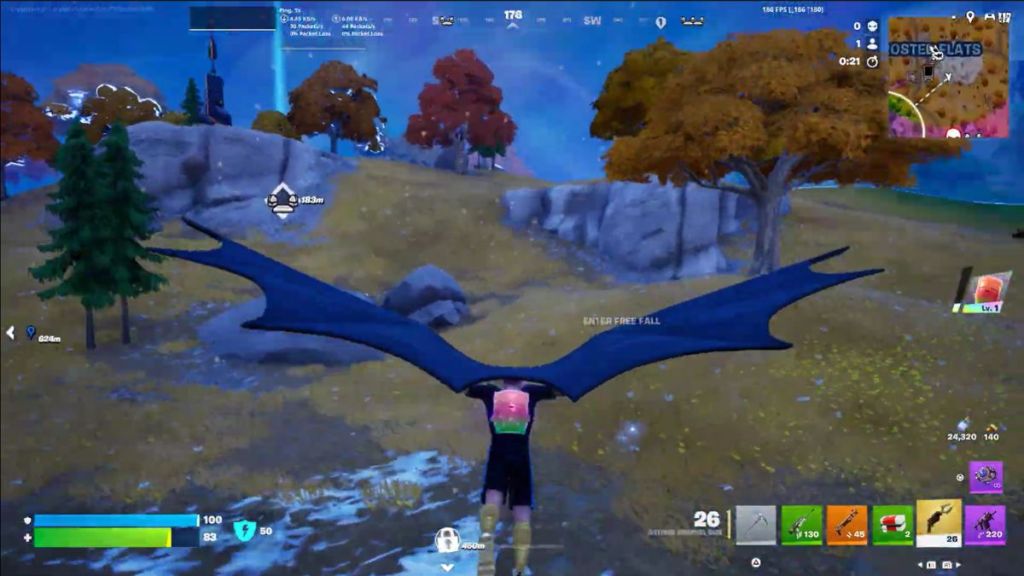 Gliding using the Bat Cape in Fortnite