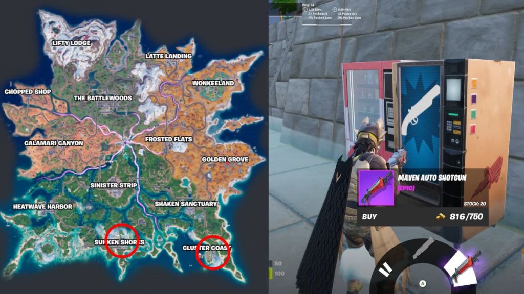 Epic Maven Shotgun from a Vending Machine in Sunken Shores in Fortnite Chapter 7 Season 3